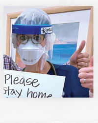 Nurse wearing face mask.